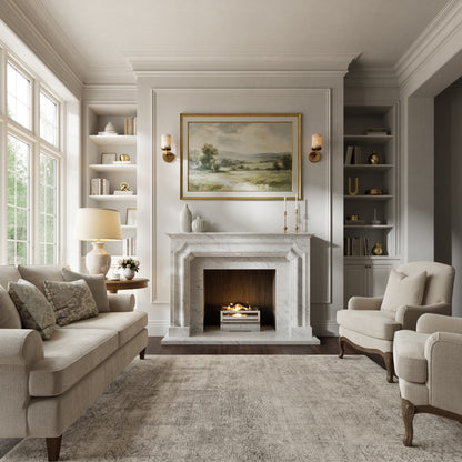 Chambord Carrara Honed Marble Fireplace 1600mm