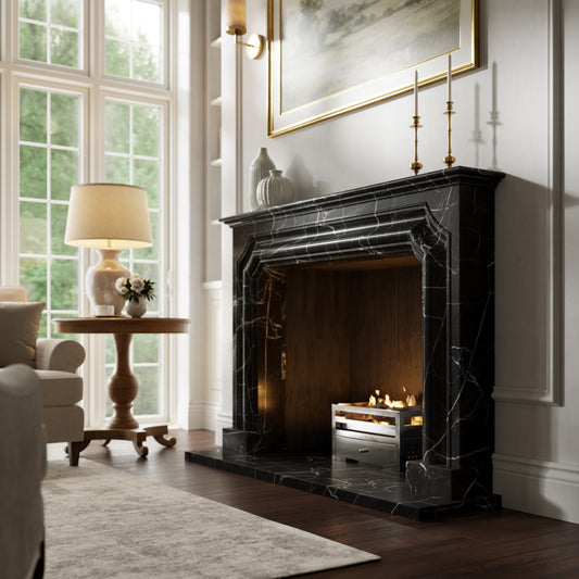 Chambord Nero Marquina Honed Marble Fireplace 1600mm