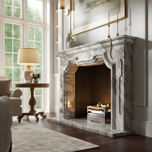 Chantilly Arabescato Honed Marble Fireplace 1720mm