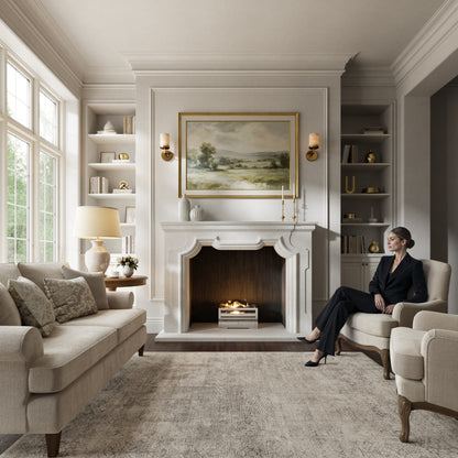 Chantilly Beige Limestone Honed Marble Fireplace 1720mm