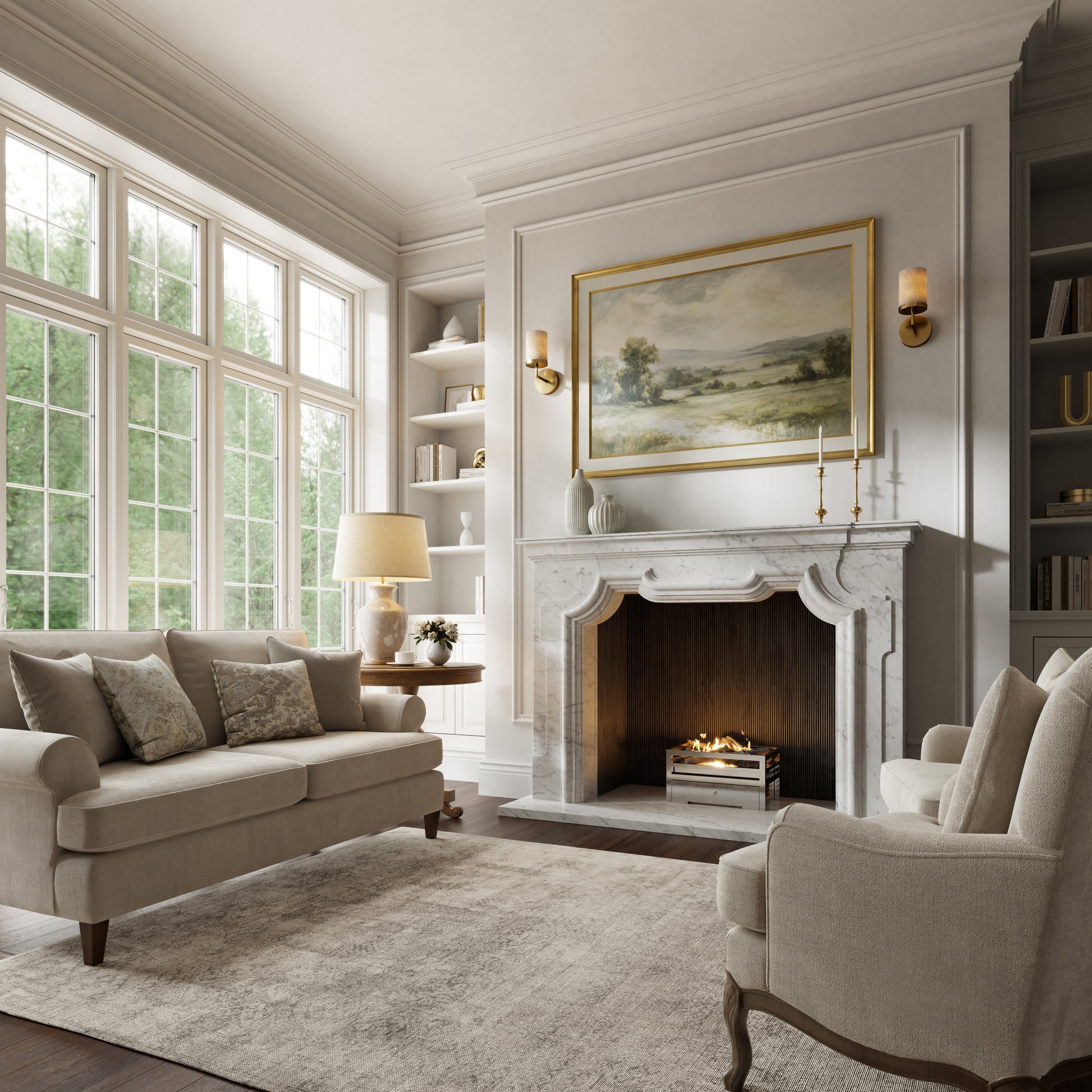 Chantilly Carrara Honed Marble Fireplace 1720mm