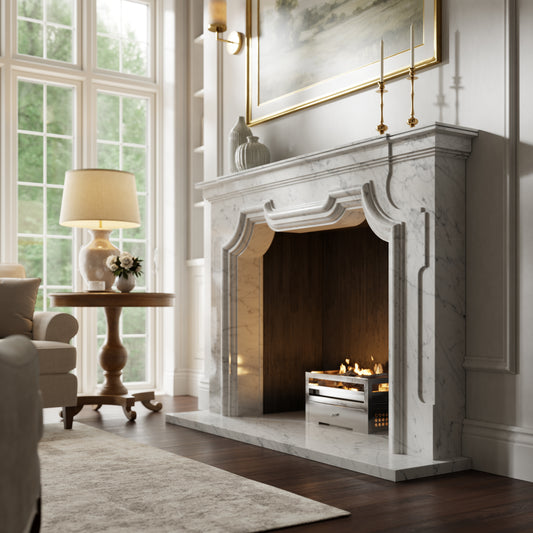 Chantilly Carrara Honed Marble Fireplace 1720mm