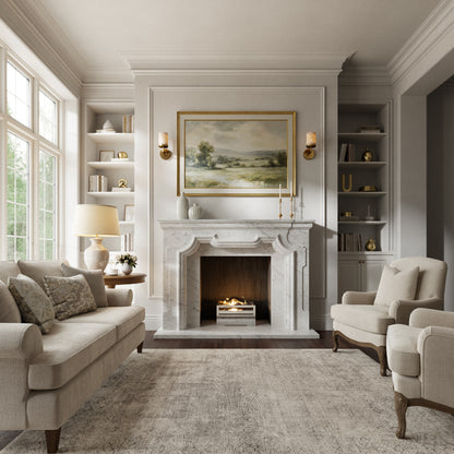 Chantilly Carrara Honed Marble Fireplace 1720mm