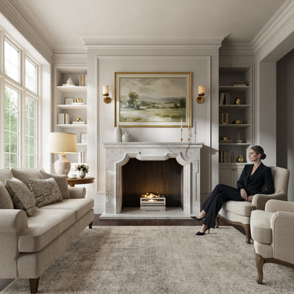Chantilly Carrara Honed Marble Fireplace 1720mm
