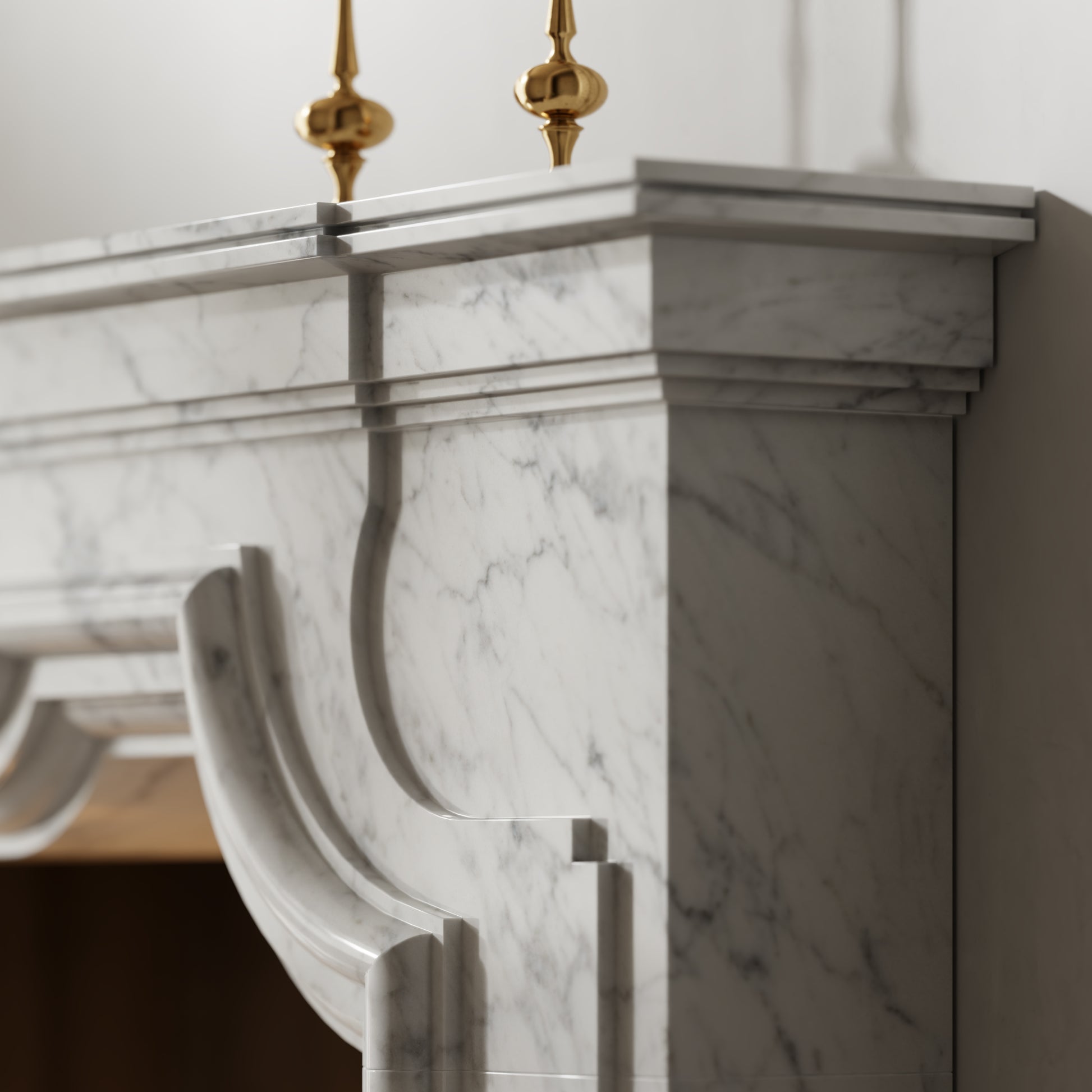 Chantilly Carrara Honed Marble Fireplace 1720mm