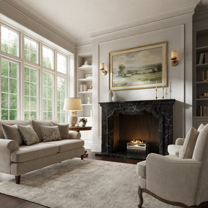 Chantilly Nero Marquina Honed Marble Fireplace 1720mm
