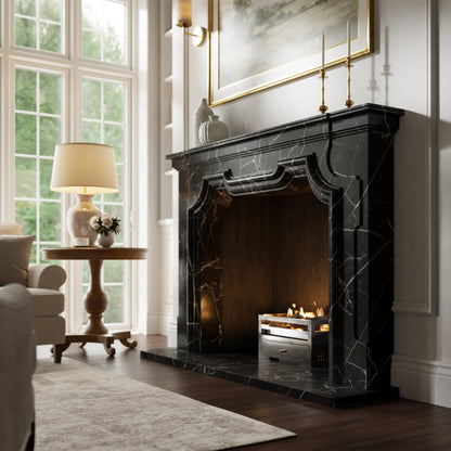 Chantilly Nero Marquina Honed Marble Fireplace 1720mm