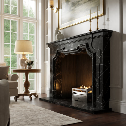 Chantilly Nero Marquina Honed Marble Fireplace 1720mm