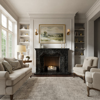 Chantilly Nero Marquina Honed Marble Fireplace 1720mm