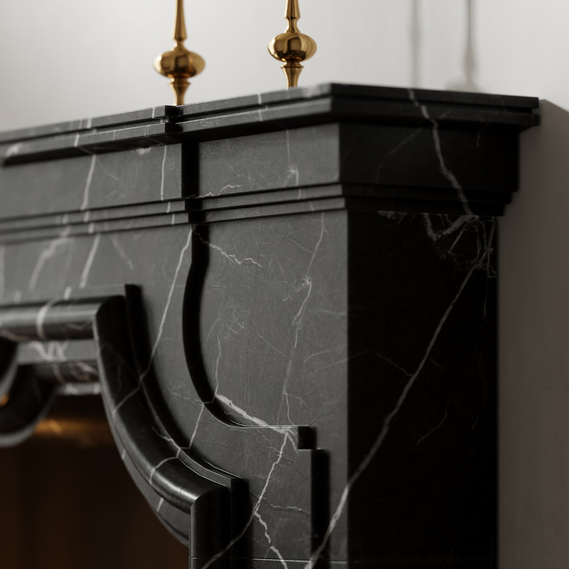Chantilly Nero Marquina Honed Marble Fireplace 1720mm