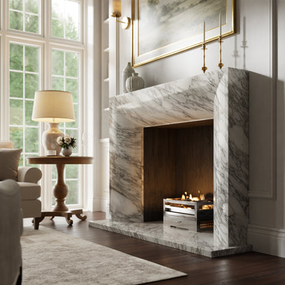 Clermont Arabescato Honed Marble Fireplace 1600mm