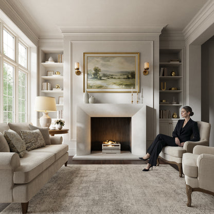 Clermont Beige Limestone Honed Marble Fireplace 1600mm