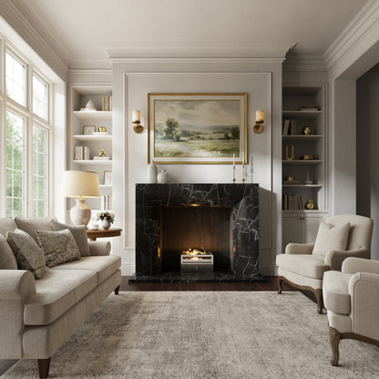 Clermont Nero Marquina Honed Marble Fireplace 1600mm