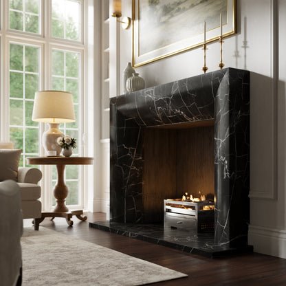 Clermont Nero Marquina Honed Marble Fireplace 1600mm