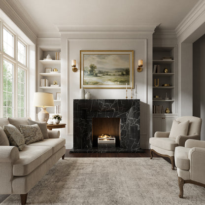 Clermont Nero Marquina Honed Marble Fireplace 1600mm