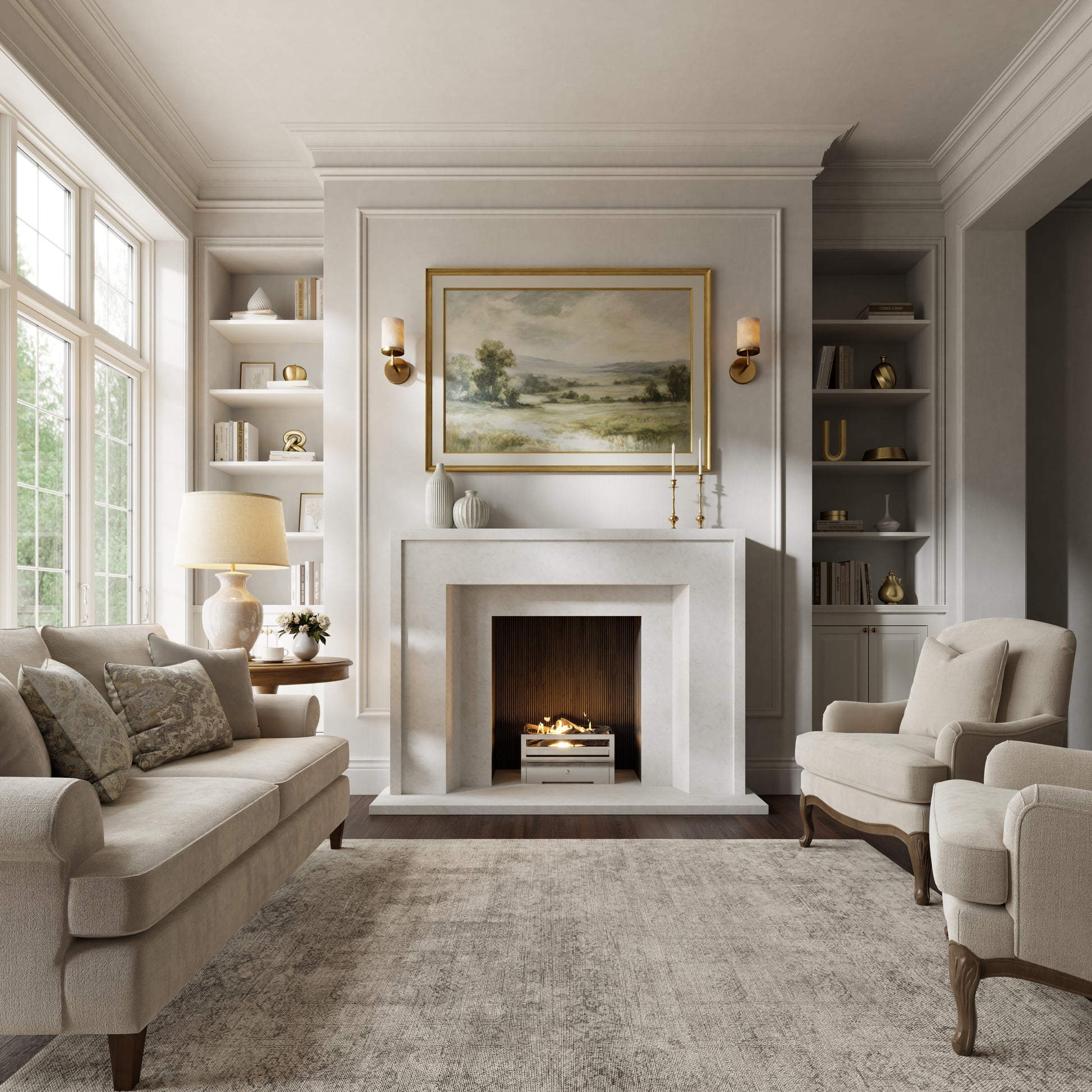 Collingham Beige Limestone Honed Marble Fireplace 1600mm