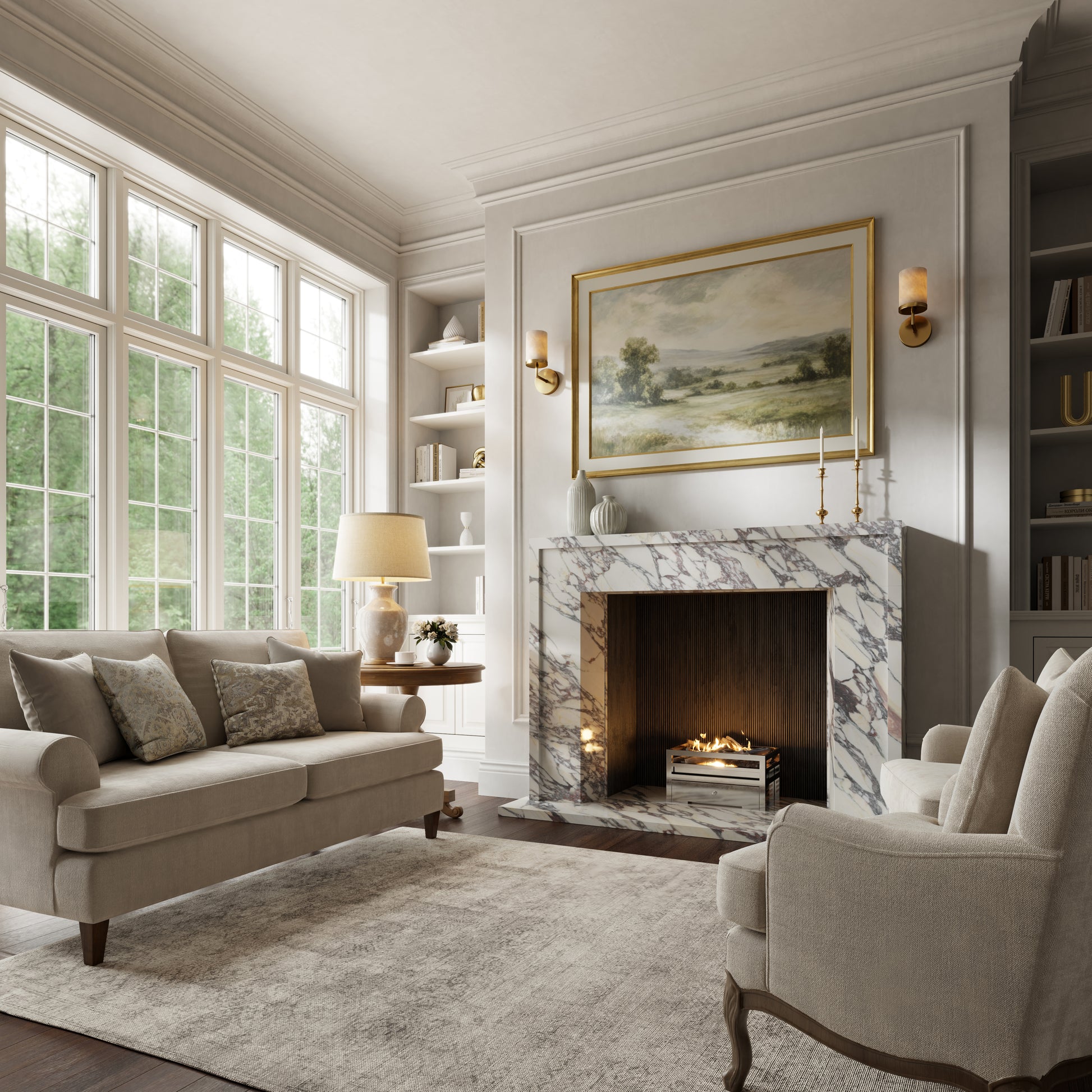 Collingham Calacatta Viola Honed Marble Fireplace 1600mm