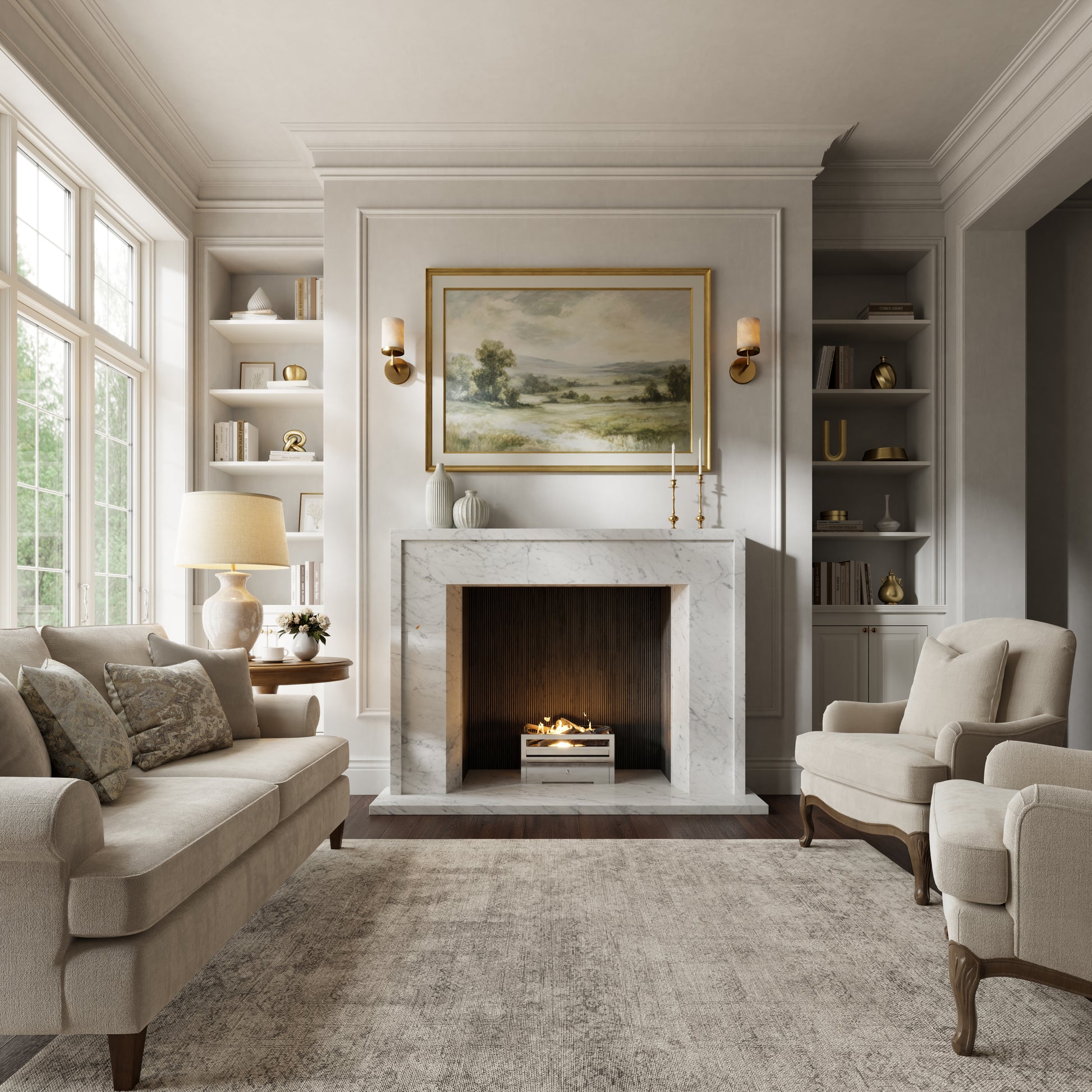 Collingham Carrara Honed Marble Fireplace 1600mm