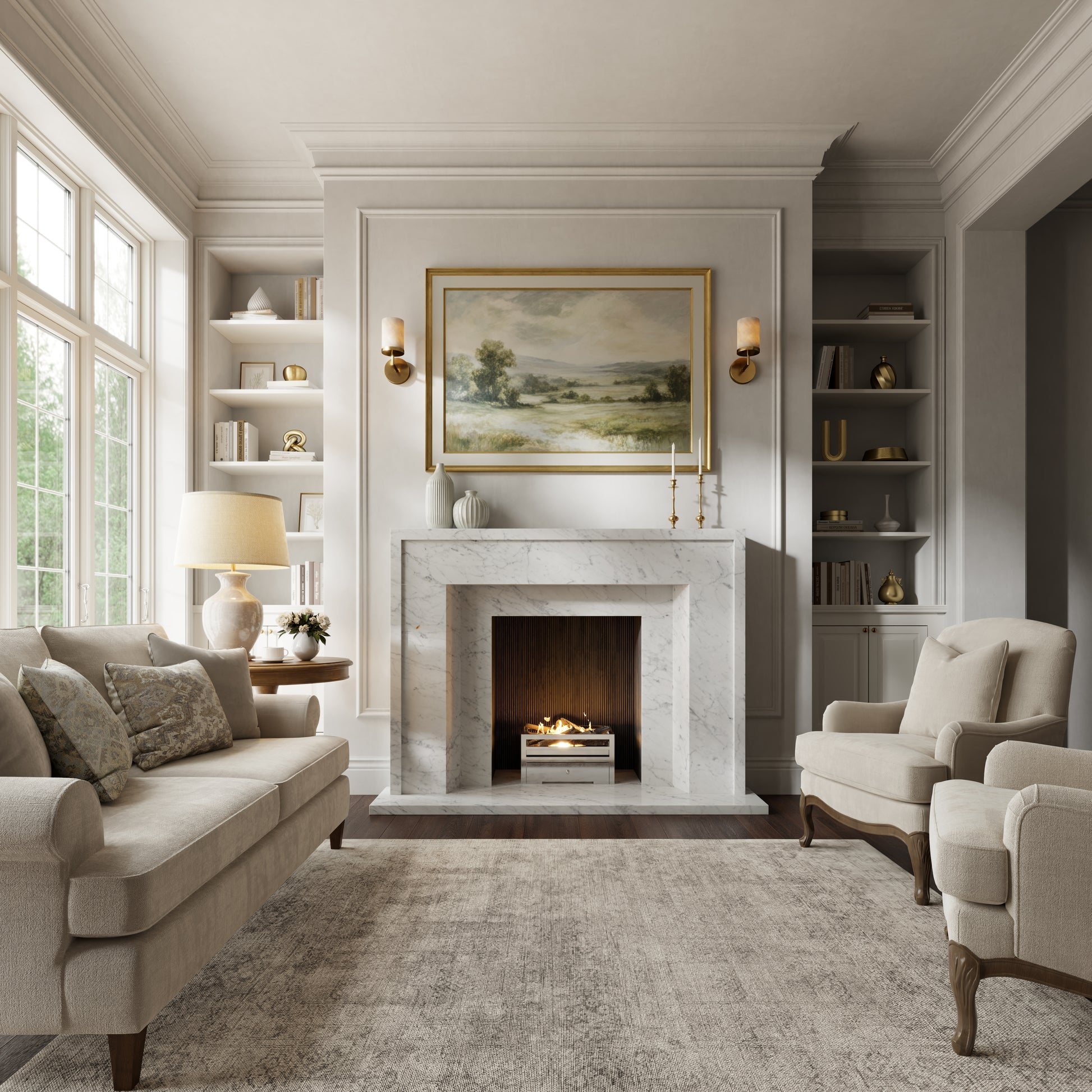 Collingham Carrara Honed Marble Fireplace 1600mm