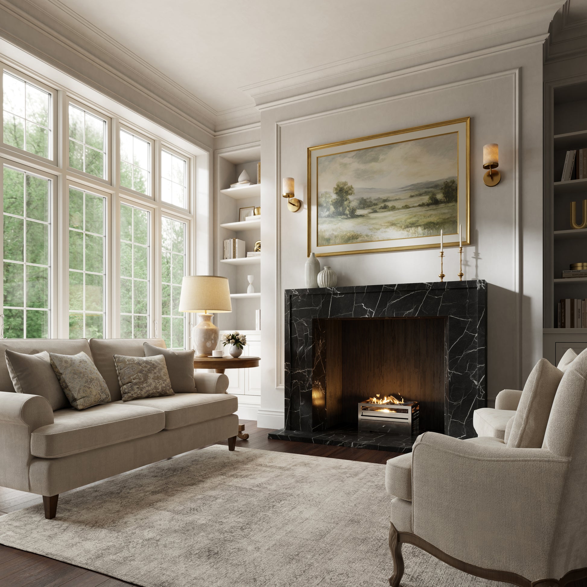 Collingham Nero Marquina Honed Marble Fireplace 1600mm