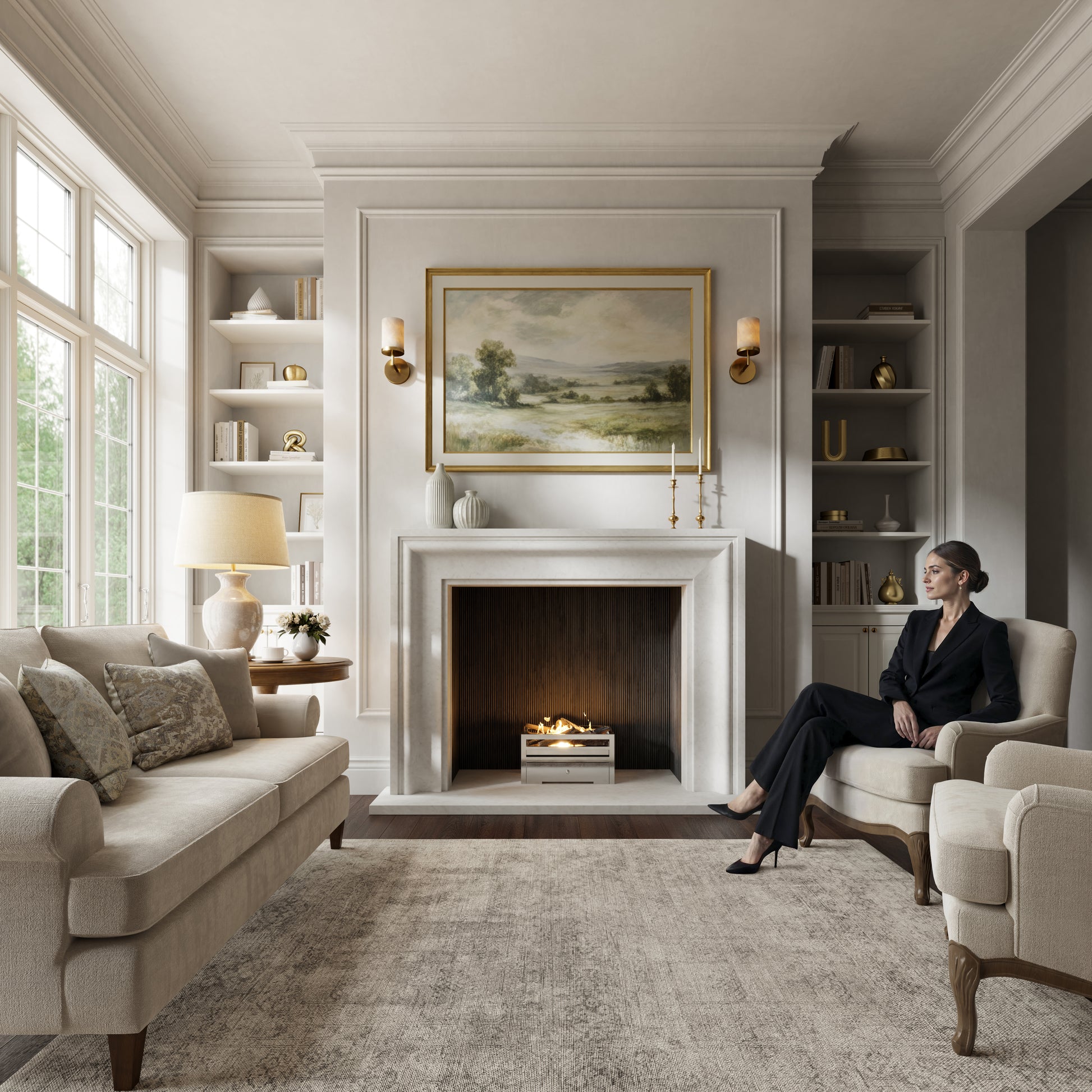 Corinthia Beige Limestone Honed Marble Fireplace 1600mm
