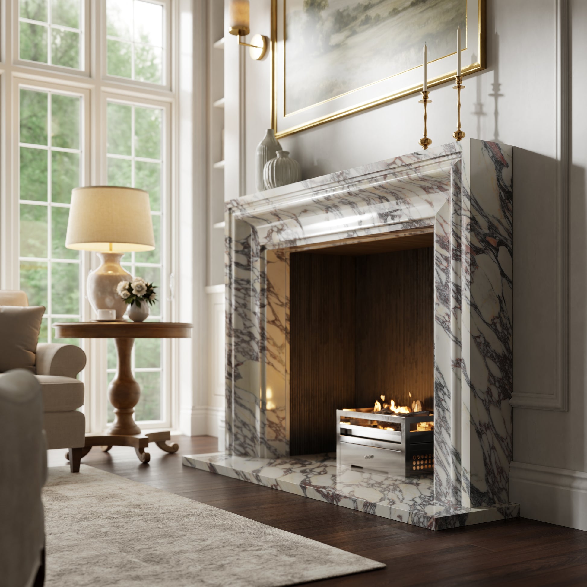 Corinthia Calacatta Viola Honed Marble Fireplace 1600mm