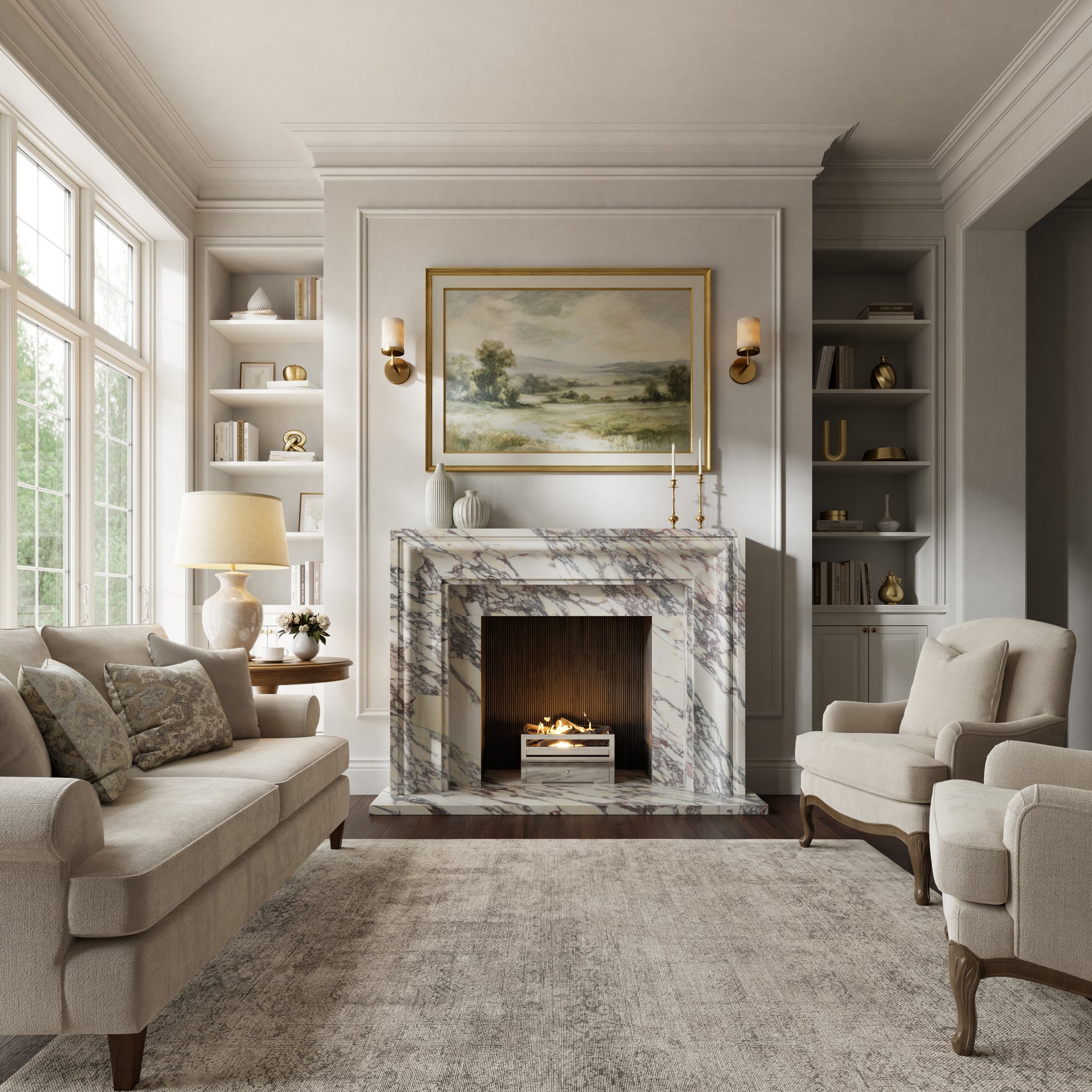 Corinthia Calacatta Viola Honed Marble Fireplace 1600mm