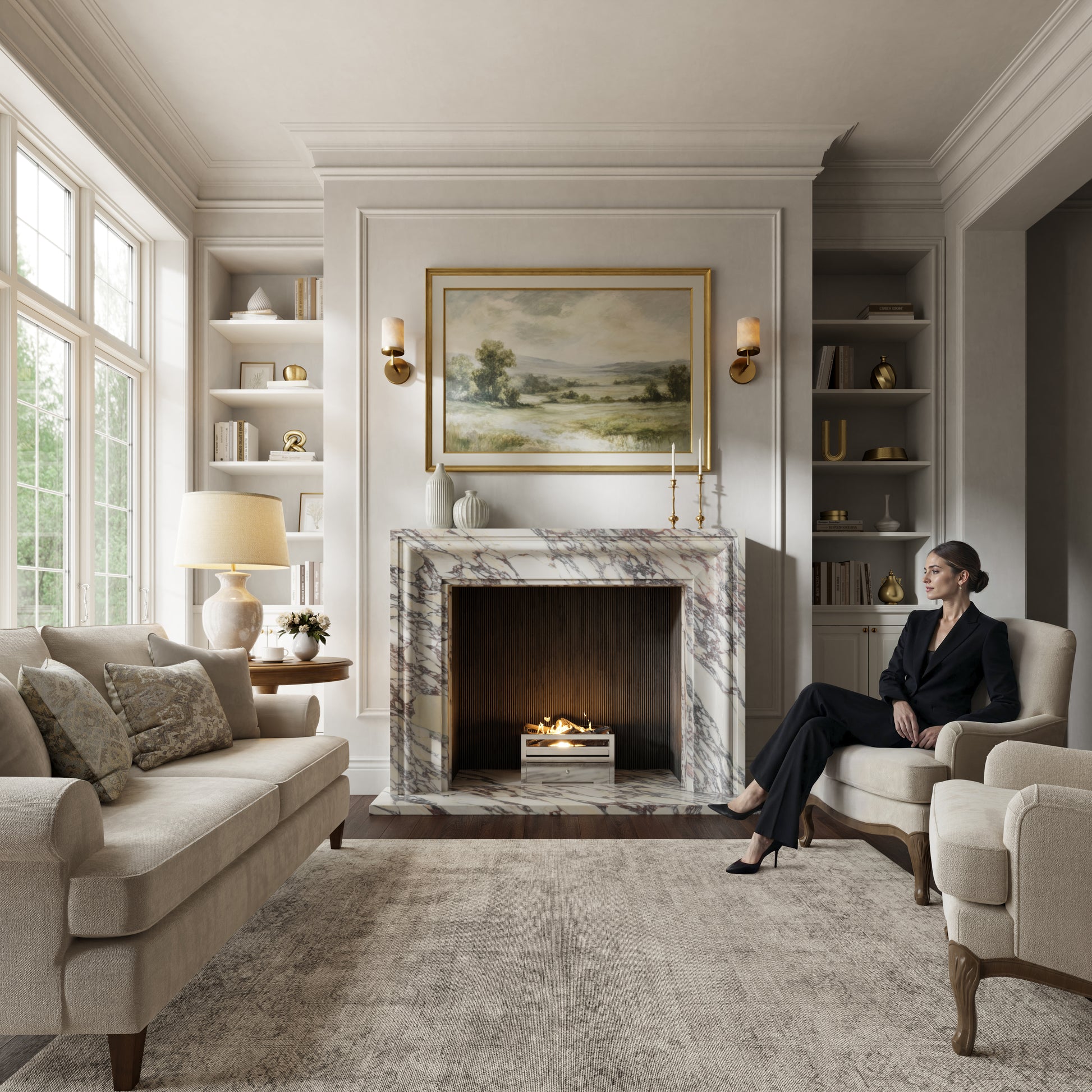 Corinthia Calacatta Viola Honed Marble Fireplace 1600mm