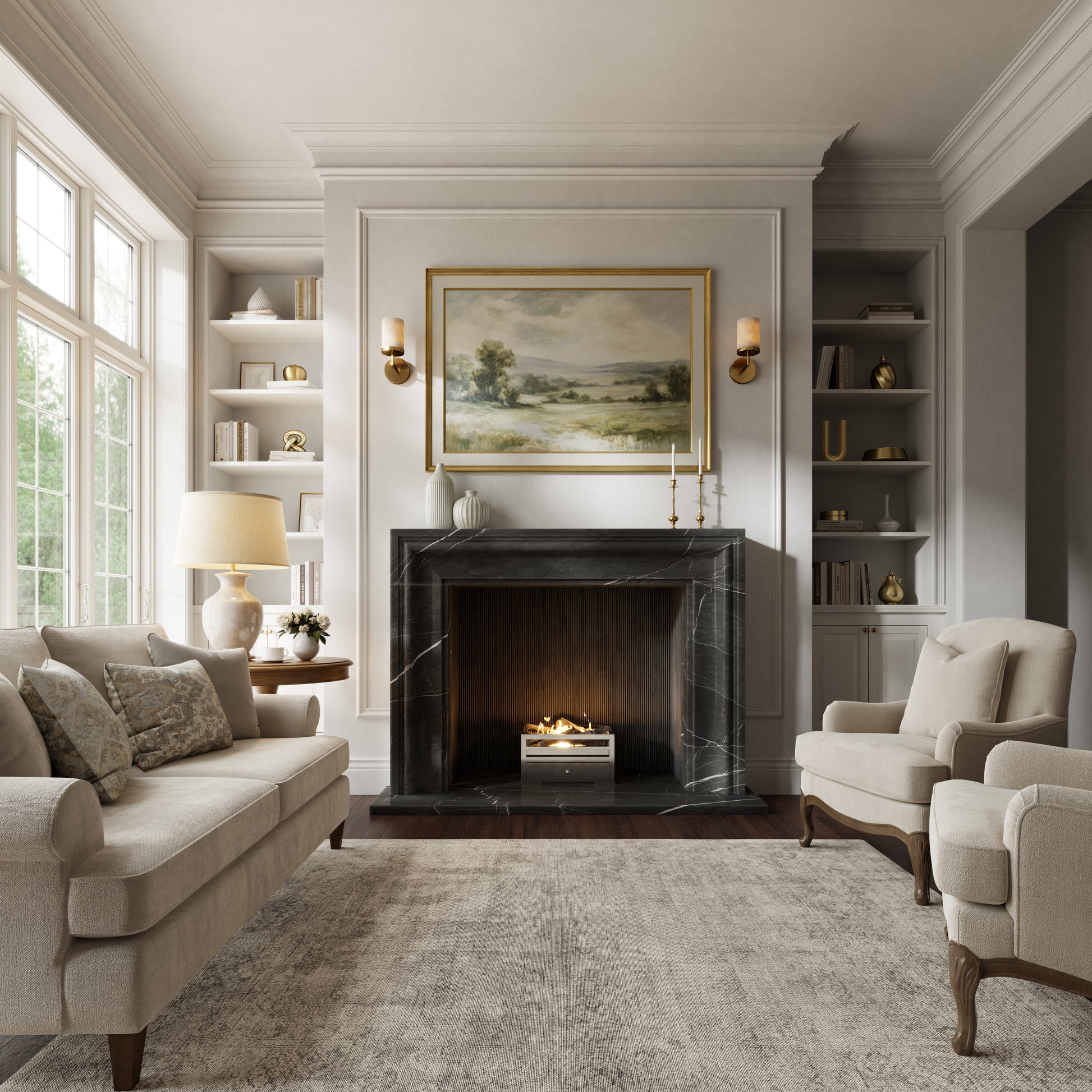 Corinthia Pietra Grey Honed Marble Fireplace 1600mm