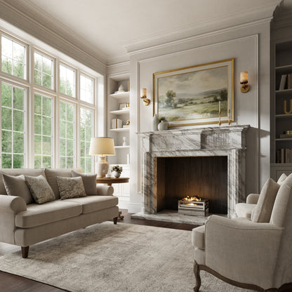Madeleine Arabescato Honed Marble Fireplace 1830mm