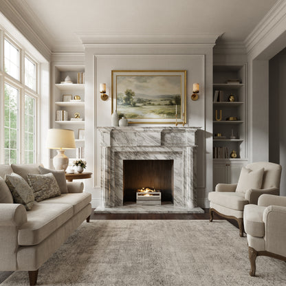 Madeleine Arabescato Honed Marble Fireplace 1830mm