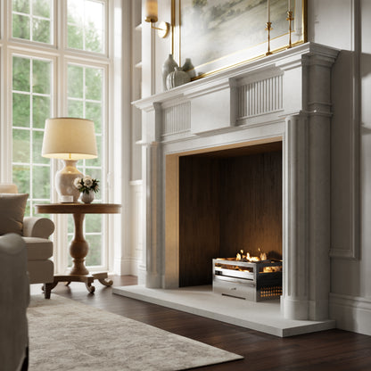 Madeleine Beige Limestone Honed Marble Fireplace 1830mm