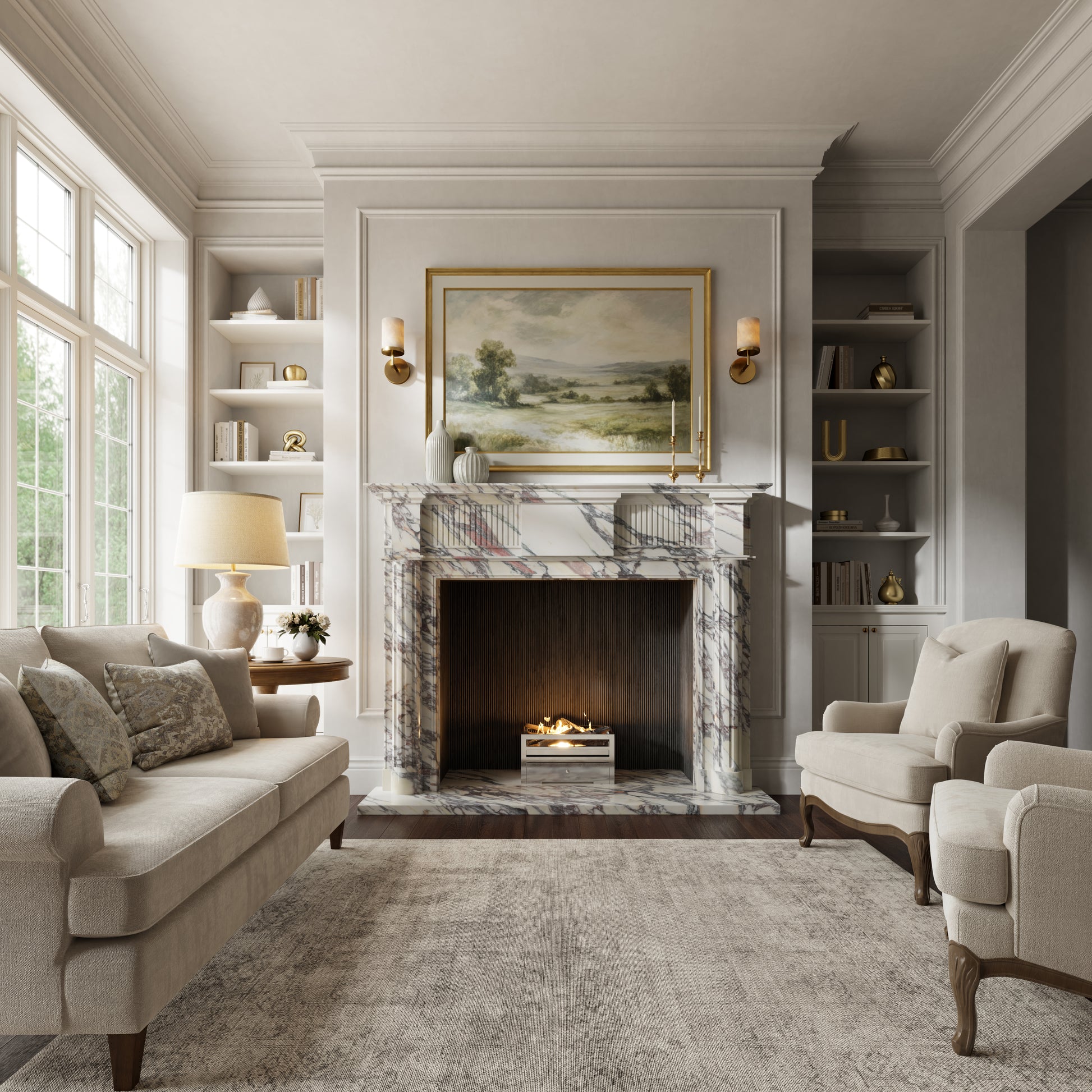 Madeleine Calacatta Viola Honed Marble Fireplace 1830mm