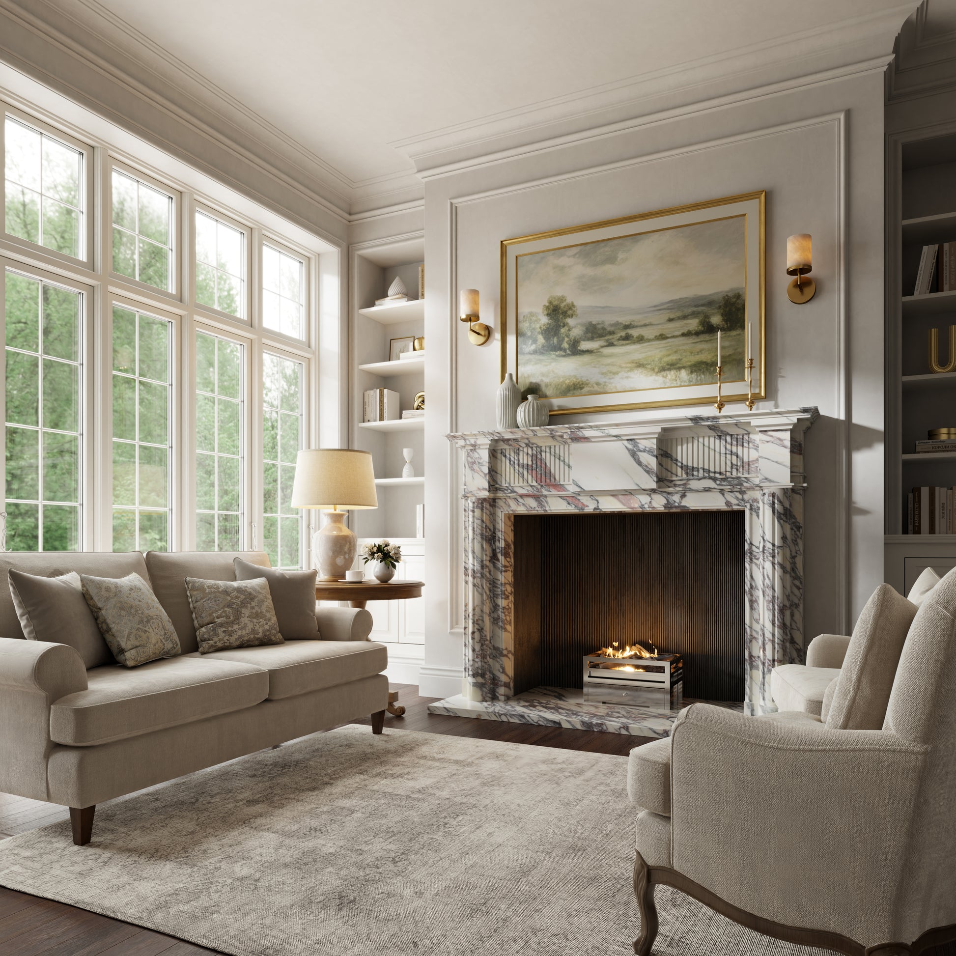 Madeleine Calacatta Viola Honed Marble Fireplace 1830mm