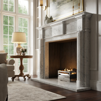 Madeleine Carrara Honed Marble Fireplace 1830mm
