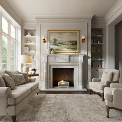 Madeleine Carrara Honed Marble Fireplace 1830mm