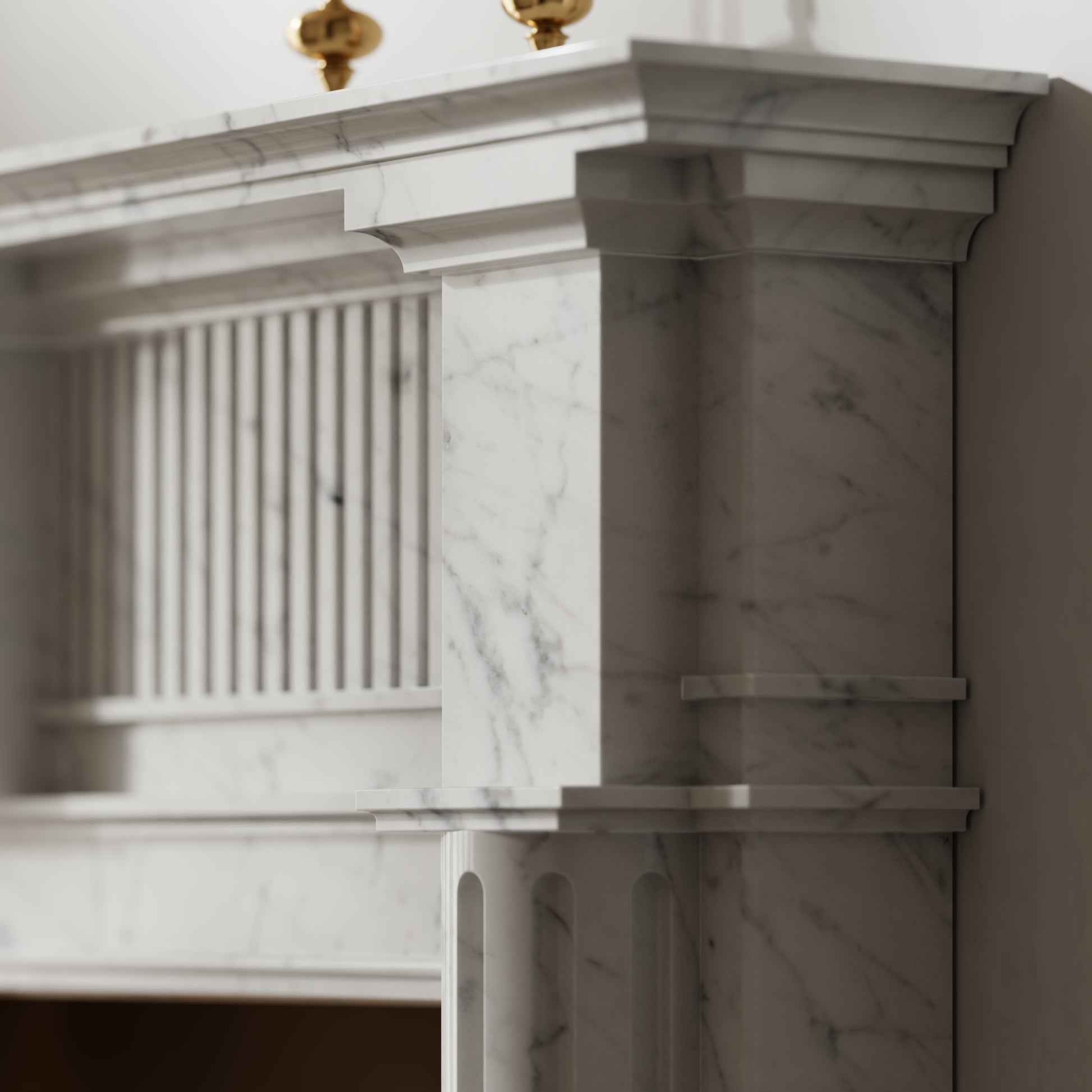 Madeleine Carrara Honed Marble Fireplace 1830mm