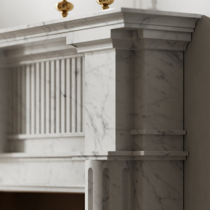 Madeleine Carrara Honed Marble Fireplace 1830mm