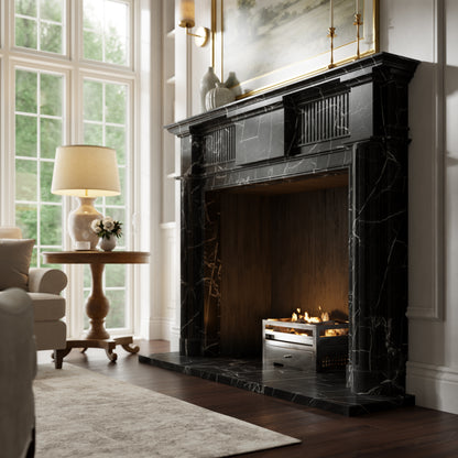 Madeleine Nero Marquina Honed Marble Fireplace 1830mm