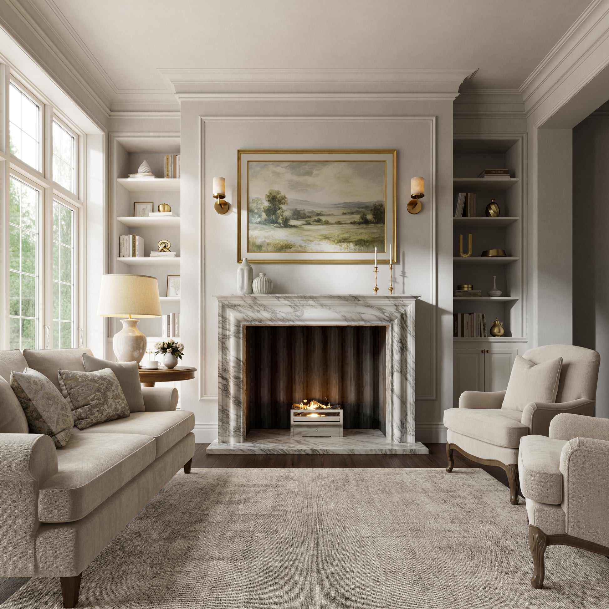 Monarch Arabescato Honed Marble Fireplace 1680mm