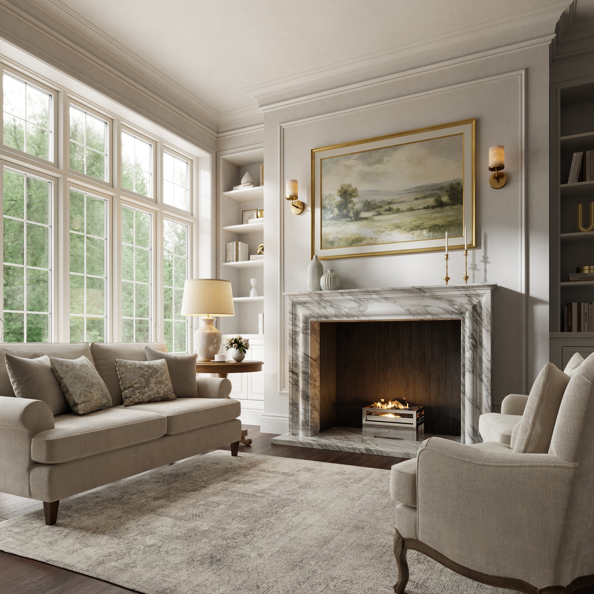 Monarch Arabescato Honed Marble Fireplace 1680mm