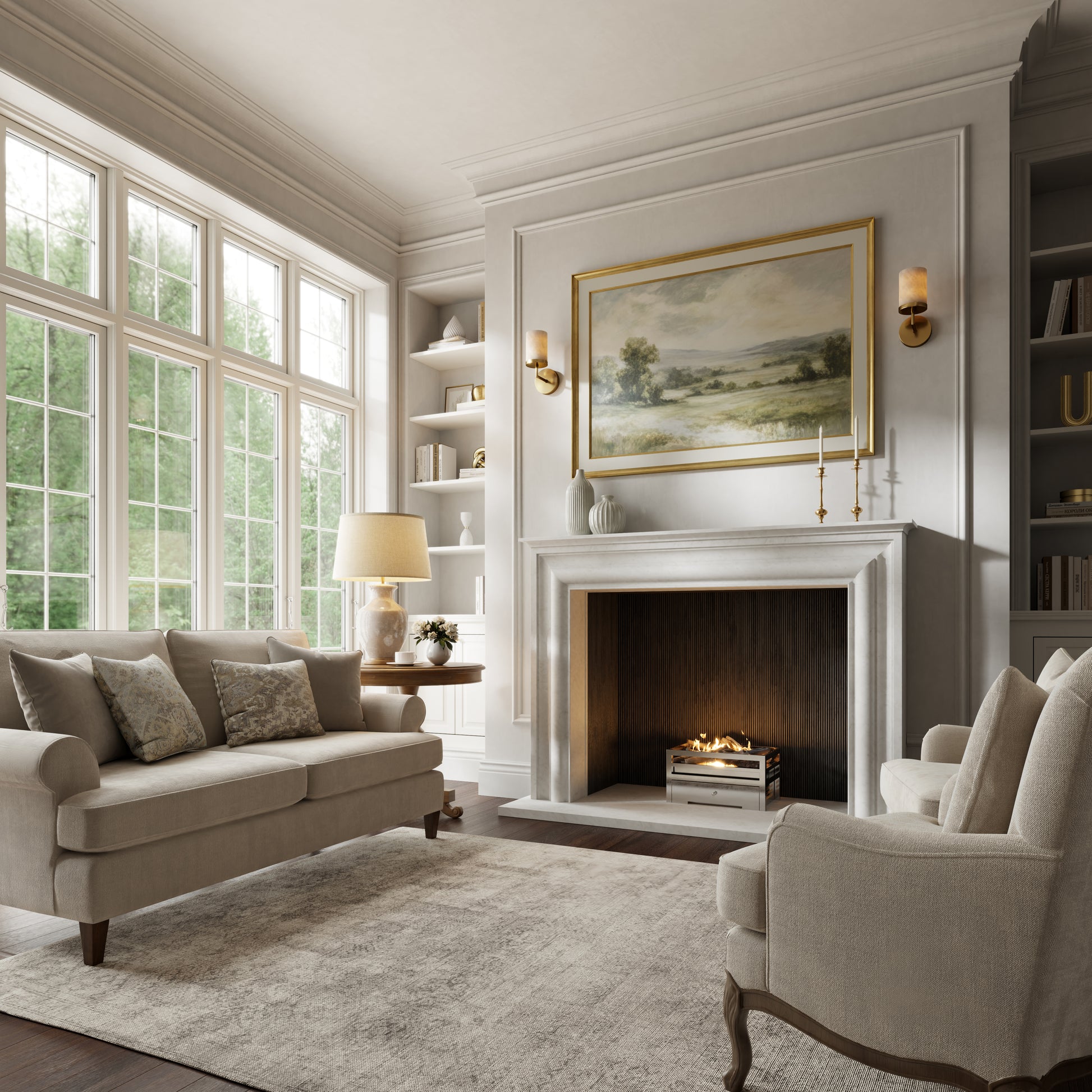 Monarch Beige Limestone Honed Marble Fireplace 1680mm