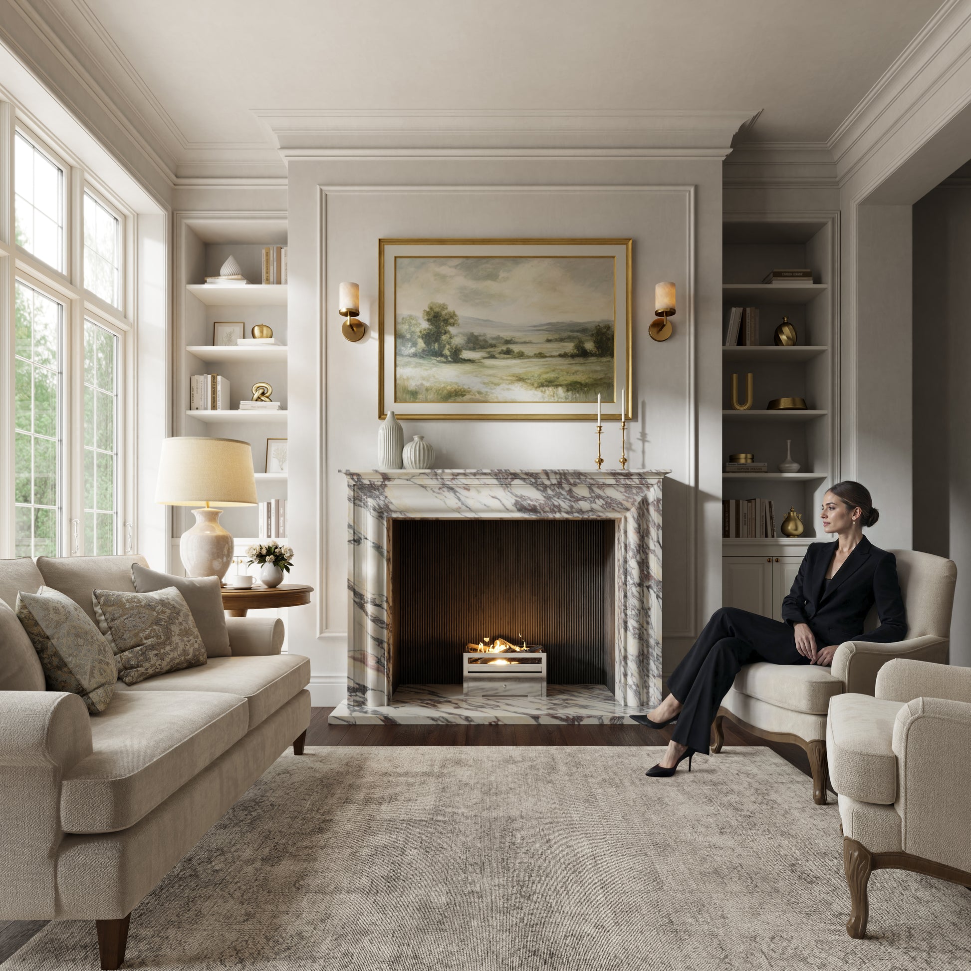 Monarch Calacatta Viola Honed Marble Fireplace 1680mm