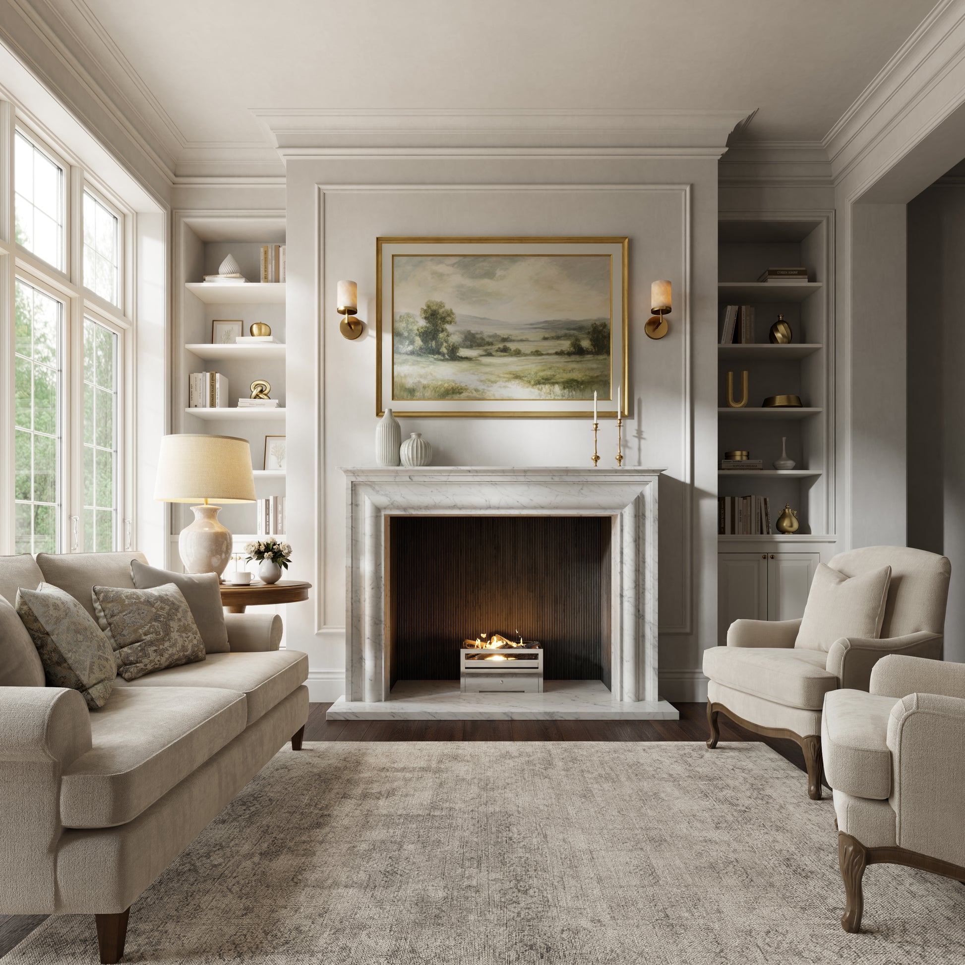 Monarch Carrara Honed Marble Fireplace 1680mm