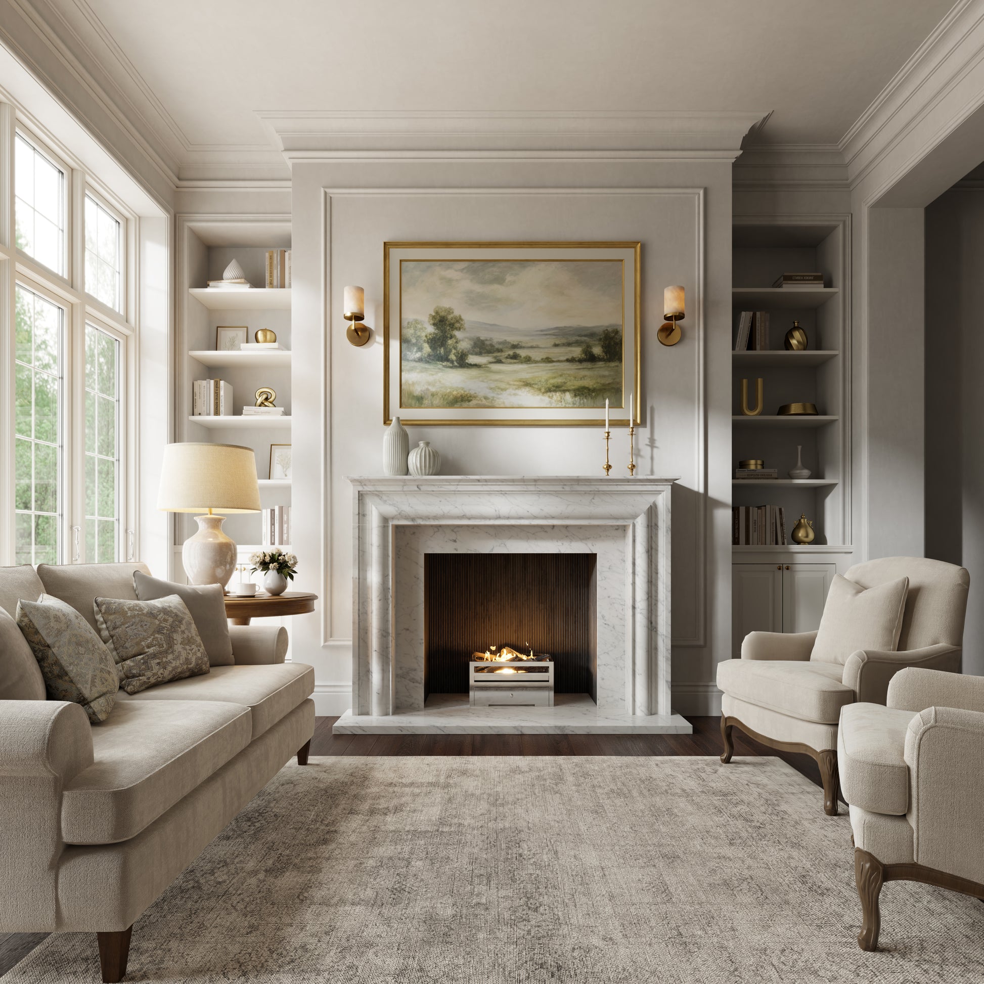 Monarch Carrara Honed Marble Fireplace 1680mm