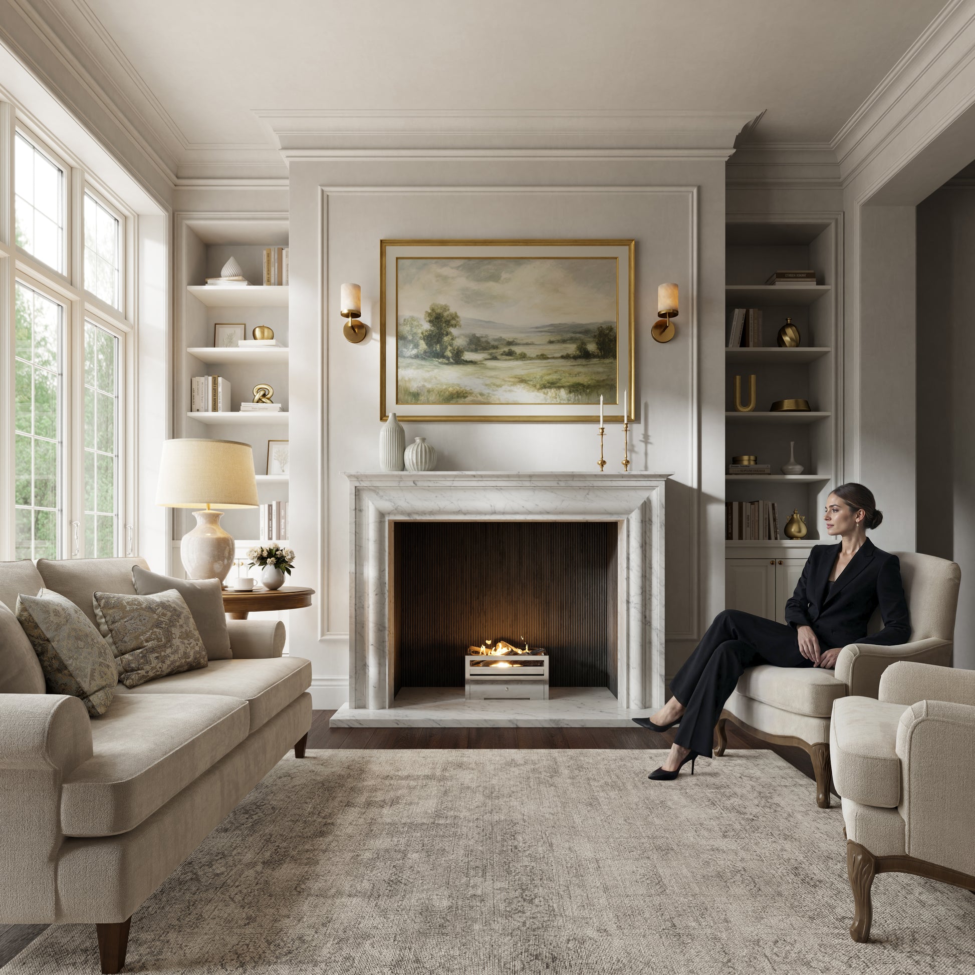 Monarch Carrara Honed Marble Fireplace 1680mm