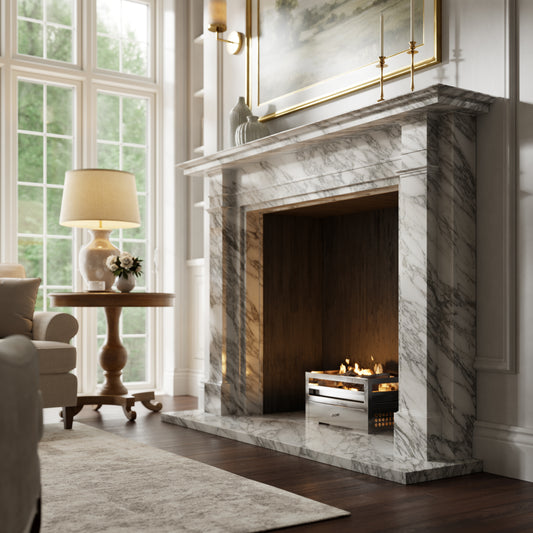 Renais Arabescato Honed Marble Fireplace 1900mm