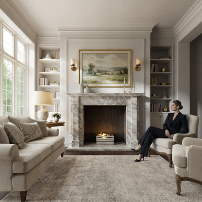 Renais Arabescato Honed Marble Fireplace 1900mm