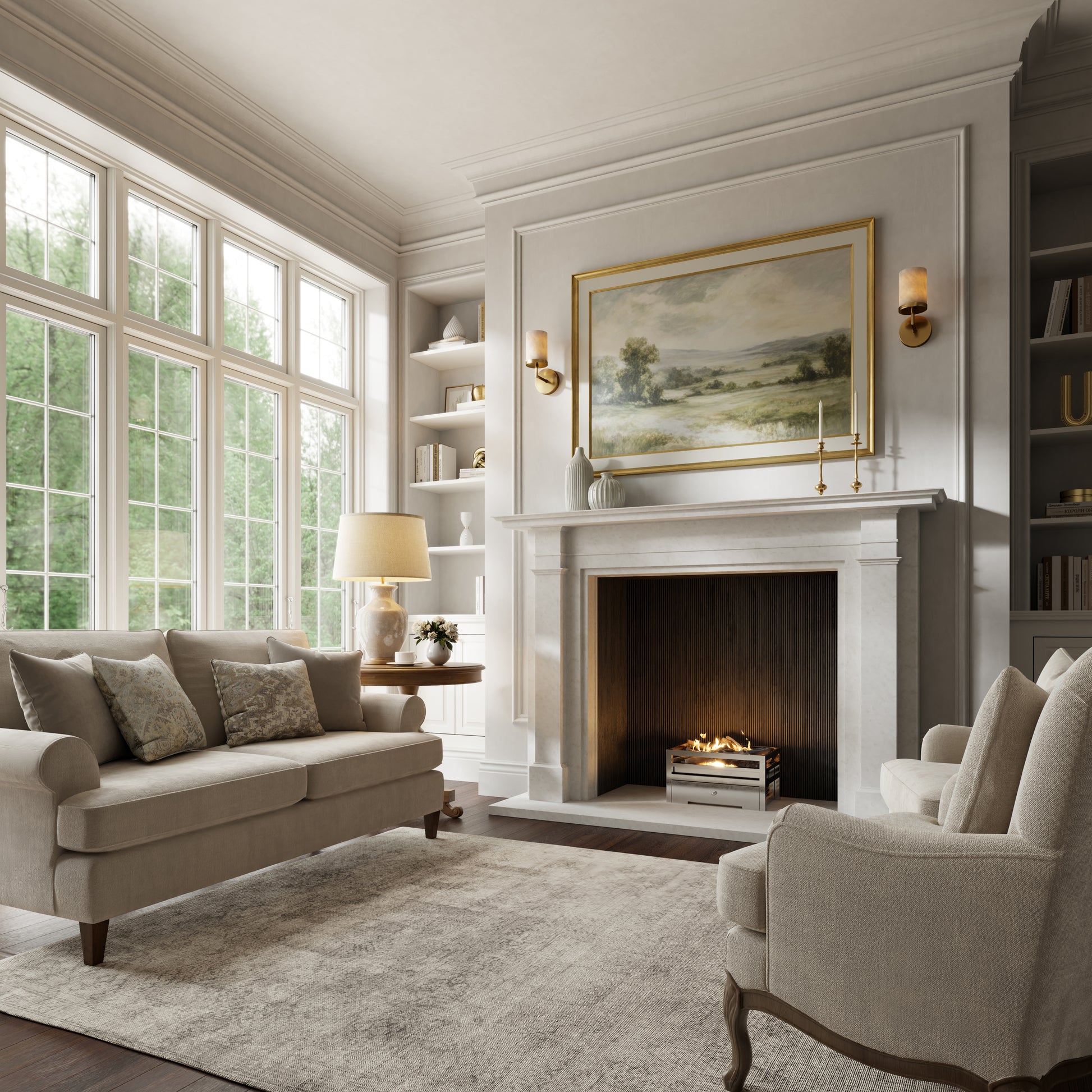 Renais Beige Limestone Honed Marble Fireplace 1900mm
