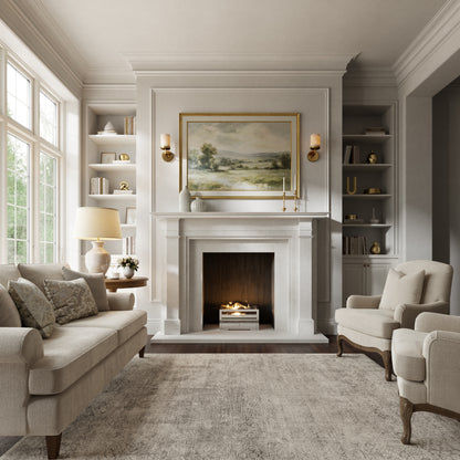 Renais Beige Limestone Honed Marble Fireplace 1900mm